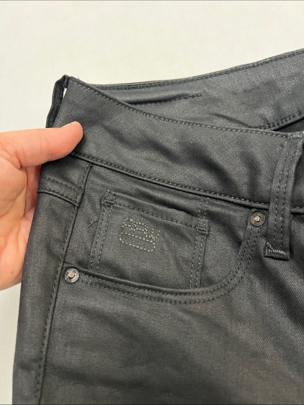 G-Star Raw 3301 Mid Skinny Black Coated Wax Moto Jeans jeggings women’s size - Picture 4 of 12